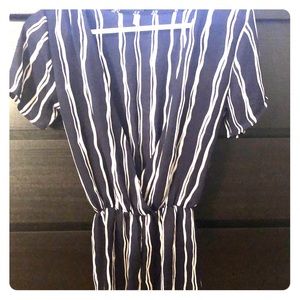 Striped navy blue & white Romper